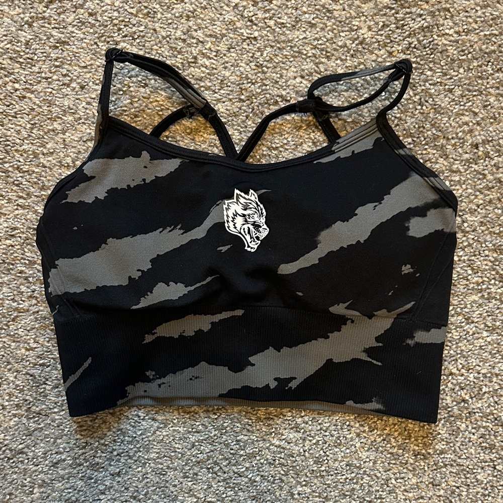 Darc Sport Black and Gray Patterned Sports Bra
